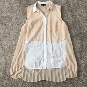 formal cream and white sleeveless blouse